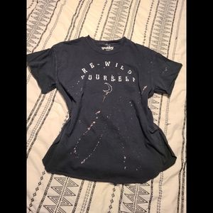 Bleached out slit women's tshirt